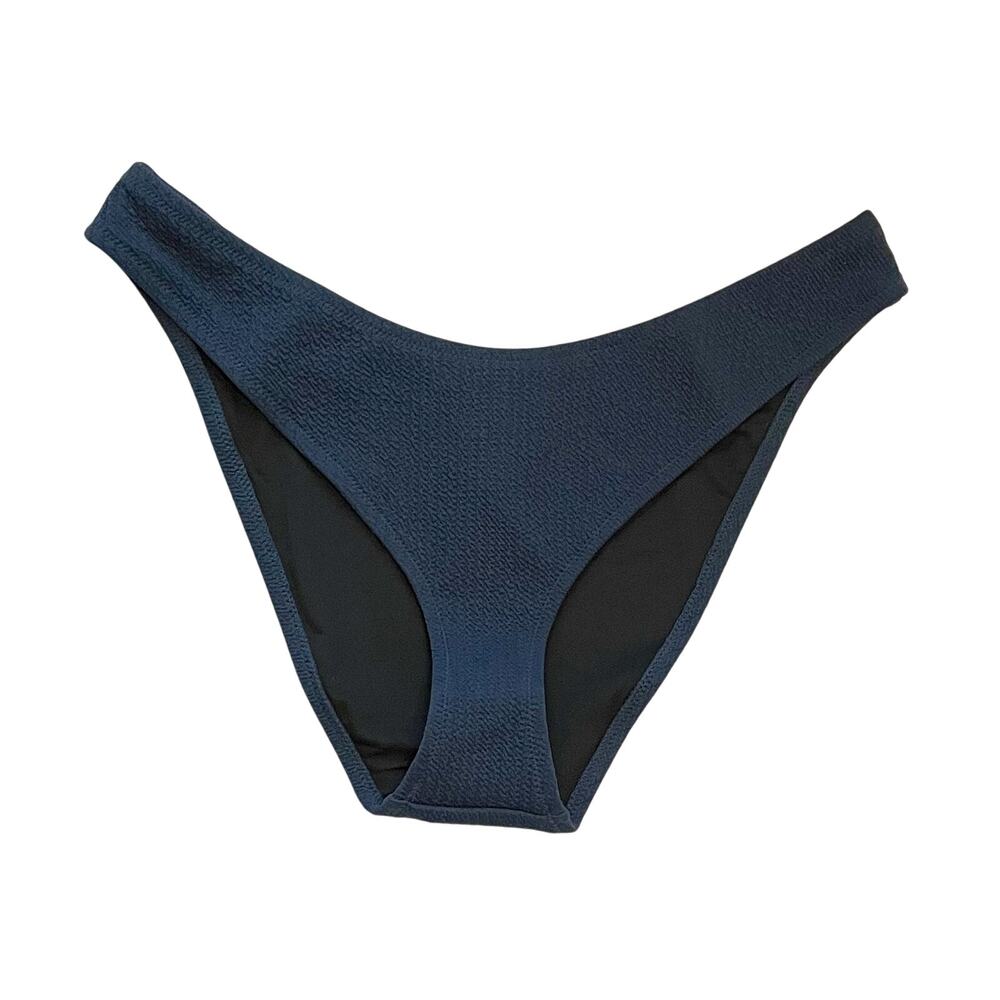 J. Crew High Leg Textured Bikini Swim Bottom Navy Blue Size Large NEW
